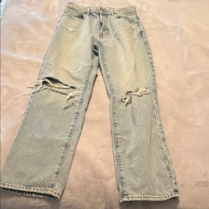 PacSun Light Blue Distressed Straight Leg Dad Jeans